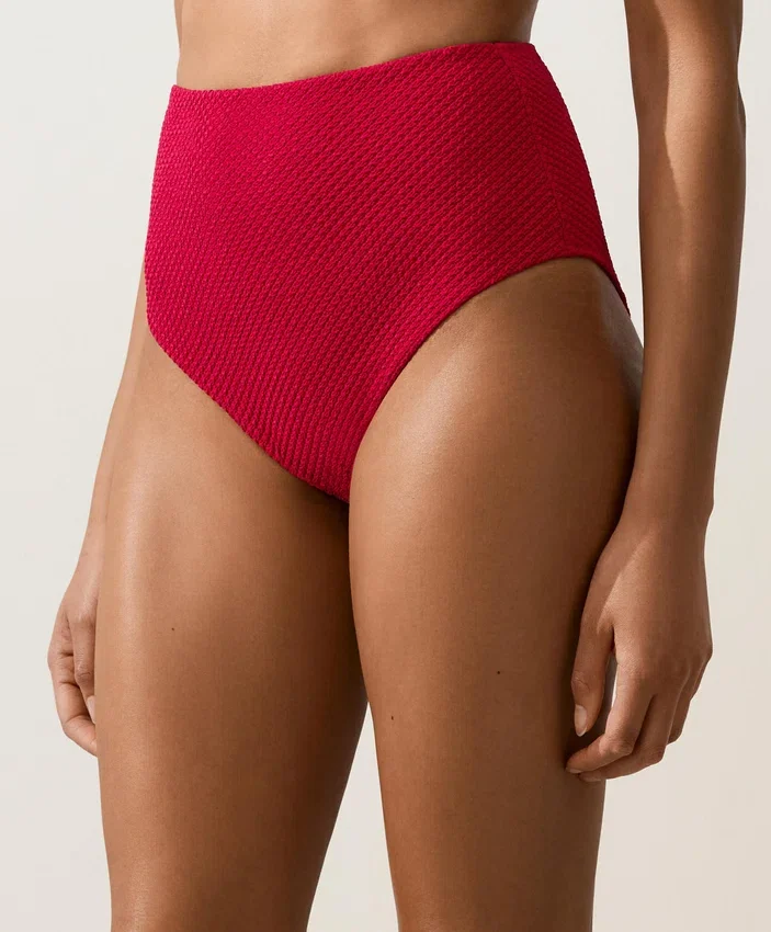Bikini-Slip mit hoher Taille und Waffelstruktur Bikini-Slip mit hoher Taille und Waffelstruktur