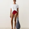 Bikini-Slip mit hoher Taille und Waffelstruktur Bikini-Slip mit hoher Taille und Waffelstruktur
