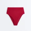 Bikini-Slip mit hoher Taille und Waffelstruktur Bikini-Slip mit hoher Taille und Waffelstruktur