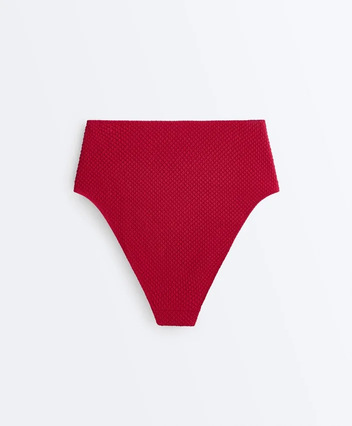 Bikini-Slip mit hoher Taille und Waffelstruktur Bikini-Slip mit hoher Taille und Waffelstruktur