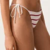 Bikini-Slip mit mittlerer Bedeckung und gestreiftem Häkelstoff mit Bindebändern