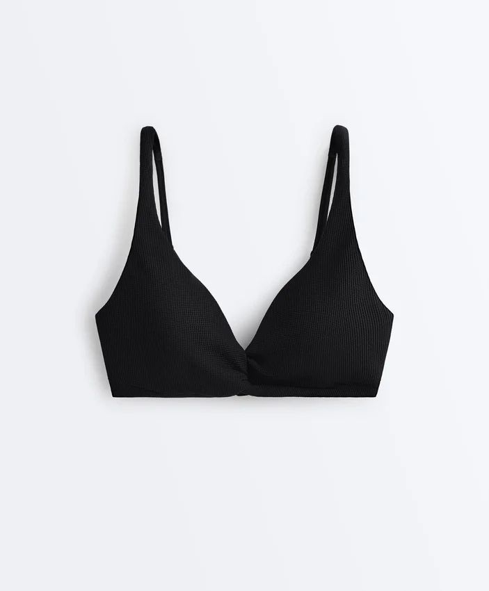Bikinioberteil aus Piqué mit Halterneck und Bindeband Bikinioberteil aus Piqué mit Halterneck und Bindeband