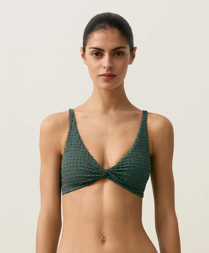 Bikinioberteil mit Gingham-Muster und Neckholder Bikinioberteil mit Gingham-Muster und Neckholder