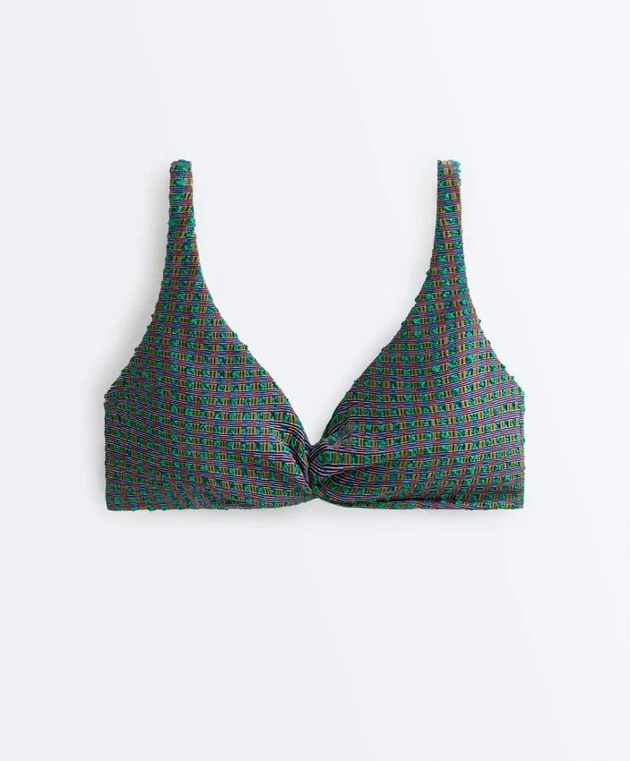 Bikinioberteil mit Gingham-Muster und Neckholder Bikinioberteil mit Gingham-Muster und Neckholder
