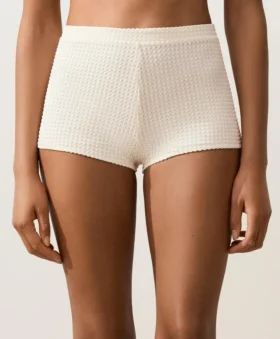 Bikinis-Shorts mit hoher Taille aus Häkelstoff mit Noppen-Struktur