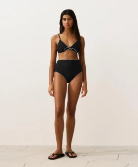 Bikinis-Slip mit hoher Taille und Paspelierung