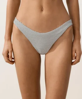 Bikinis-Slip mit mittlerer Bedeckung, U-Ausschnitt und Jacquard-Stoff mit Polka-Dot-Muster Bikinis-Slip mit mittlerer Bedeckung, U-Ausschnitt und Jacquard-Stoff mit Polka-Dot-Muster