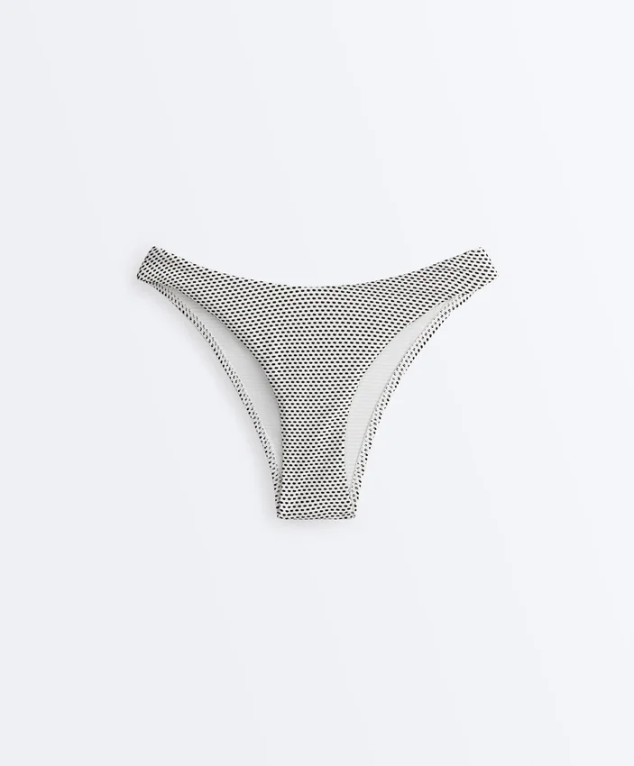 Bikinis-Slip mit mittlerer Bedeckung, U-Ausschnitt und Jacquard-Stoff mit Polka-Dot-Muster Bikinis-Slip mit mittlerer Bedeckung, U-Ausschnitt und Jacquard-Stoff mit Polka-Dot-Muster