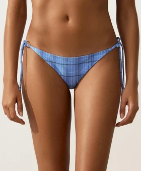 Bikinis-Slip mit mittlerer Bedeckung und Karomuster sowie seitlichen Bindebändern