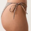 Bikinis-Slips mit mittlerer Bedeckung, Metallic-Faden-Mini-Print und Bindebändern Bikinis-Slips mit mittlerer Bedeckung, Metallic-Faden-Mini-Print und Bindebändern