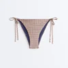 Bikinis-Slips mit mittlerer Bedeckung, Metallic-Faden-Mini-Print und Bindebändern Bikinis-Slips mit mittlerer Bedeckung, Metallic-Faden-Mini-Print und Bindebändern