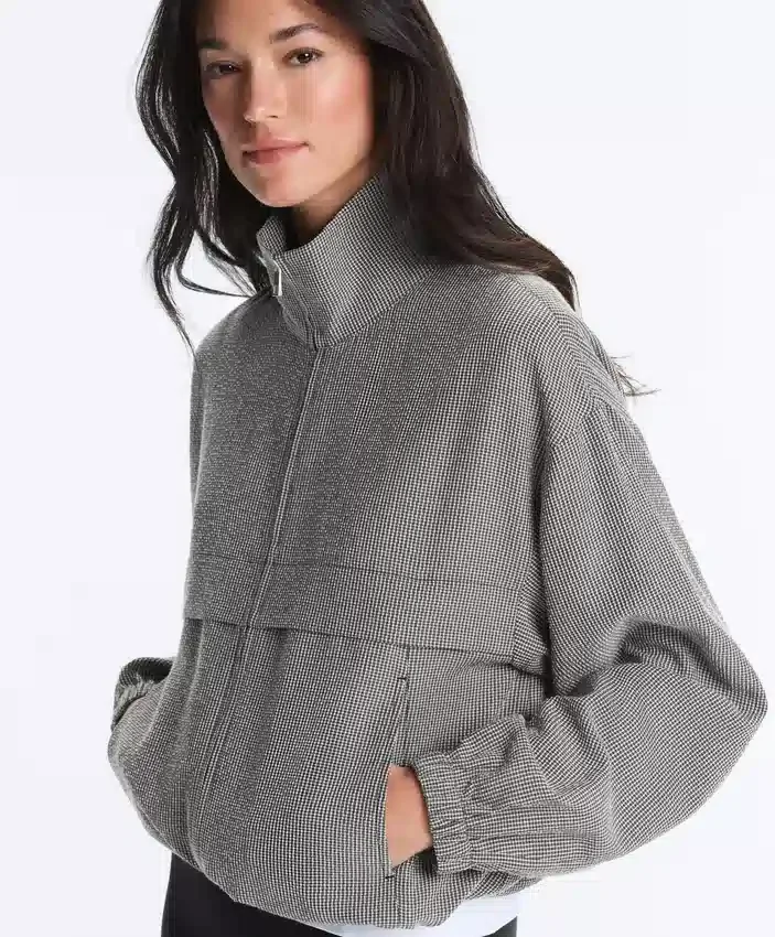 Bomberjacke aus Lyocell-Mischung mit Gingham-Muster Bomberjacke aus Lyocell-Mischung mit Gingham-Muster