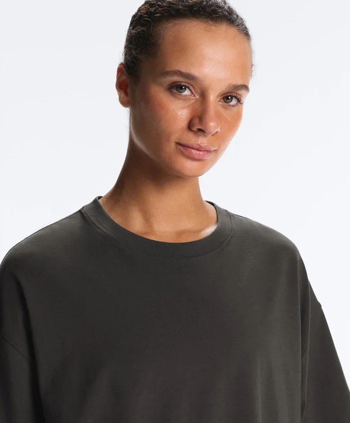 Boxy Kurzarm-T-Shirt aus Baumwollmischung Boxy Kurzarm-T-Shirt aus Baumwollmischung