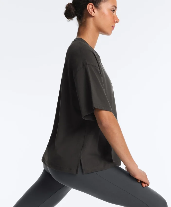 Boxy Kurzarm-T-Shirt aus Baumwollmischung Boxy Kurzarm-T-Shirt aus Baumwollmischung