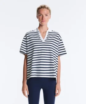 Boxy Kurzarm-T-Shirt aus Baumwollmischung mit Rollkragen