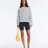 Boxy Oversize-Langarm-T-Shirt aus Baumwollmischung mit Streifenmuster Boxy Oversize-Langarm-T-Shirt aus Baumwollmischung mit Streifenmuster