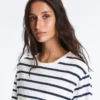Boxy Oversize-Langarm-T-Shirt aus Baumwollmischung mit Streifenmuster Boxy Oversize-Langarm-T-Shirt aus Baumwollmischung mit Streifenmuster