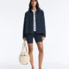 Boxy Oversize-Langarm-T-Shirt aus Baumwollmischung mit Streifenmuster Boxy Oversize-Langarm-T-Shirt aus Baumwollmischung mit Streifenmuster