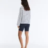Boxy Oversize-Langarm-T-Shirt aus Baumwollmischung mit Streifenmuster Boxy Oversize-Langarm-T-Shirt aus Baumwollmischung mit Streifenmuster