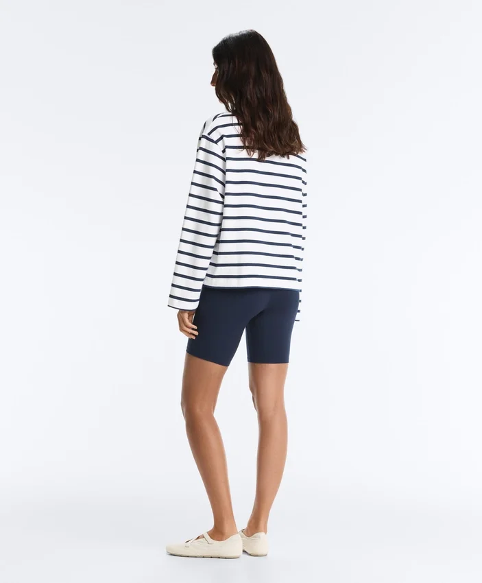 Boxy Oversize-Langarm-T-Shirt aus Baumwollmischung mit Streifenmuster Boxy Oversize-Langarm-T-Shirt aus Baumwollmischung mit Streifenmuster