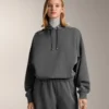 Boxy-Sweatshirt mit Kapuze aus gebürstetem Modal-Melange Boxy-Sweatshirt mit Kapuze aus gebürstetem Modal-Melange