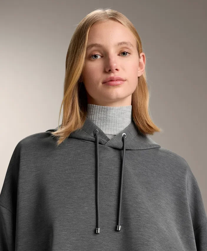 Boxy-Sweatshirt mit Kapuze aus gebürstetem Modal-Melange Boxy-Sweatshirt mit Kapuze aus gebürstetem Modal-Melange