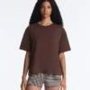 Boxy T-Shirt aus Baumwollmischung mit kurzen Ärmeln Boxy T-Shirt aus Baumwollmischung mit kurzen Ärmeln