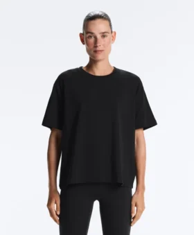 Boxy T-Shirt aus Baumwollmischung mit kurzen Ärmeln