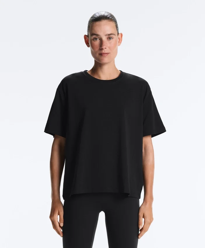 Boxy T-Shirt aus Baumwollmischung mit kurzen Ärmeln Boxy T-Shirt aus Baumwollmischung mit kurzen Ärmeln