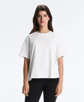 Boxy T-Shirt aus Baumwollmischung mit kurzen Ärmeln