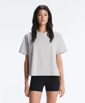 Boxy T-Shirt aus Baumwollmischung mit kurzen Ärmeln