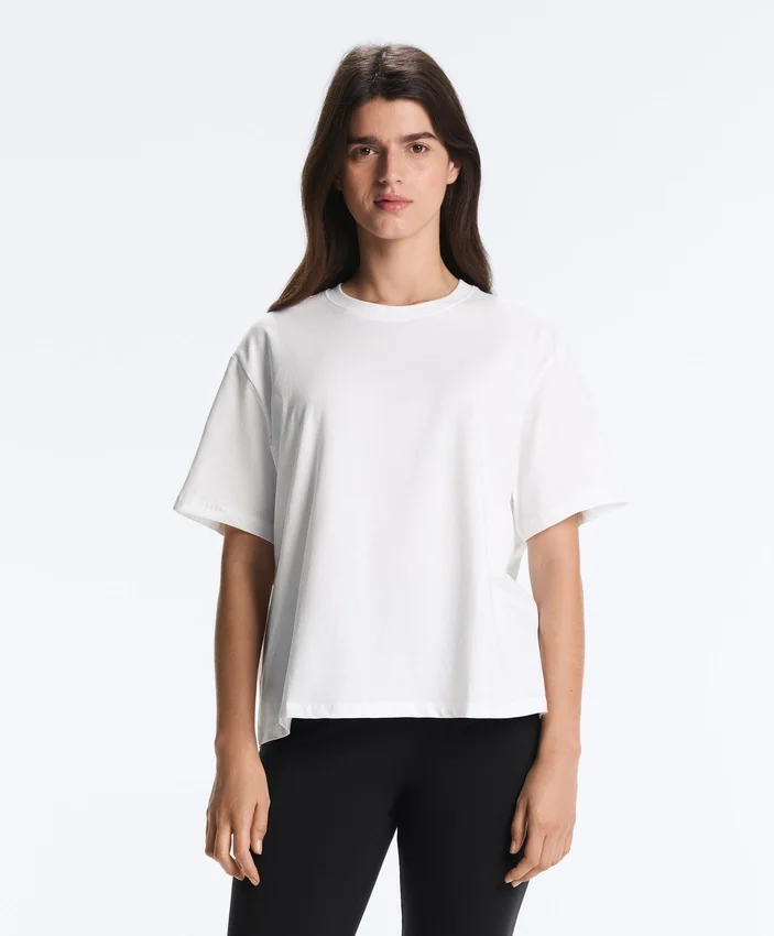 Boxy T-Shirt aus Baumwollmischung mit kurzen Ärmeln Boxy T-Shirt aus Baumwollmischung mit kurzen Ärmeln