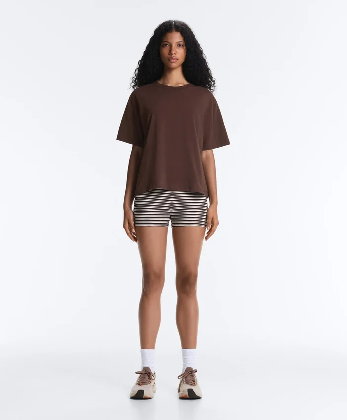 Boxy T-Shirt aus Baumwollmischung mit kurzen Ärmeln Boxy T-Shirt aus Baumwollmischung mit kurzen Ärmeln
