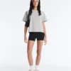 Boxy T-Shirt aus Baumwollmischung mit kurzen Ärmeln Boxy T-Shirt aus Baumwollmischung mit kurzen Ärmeln
