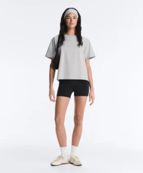 Boxy T-Shirt aus Baumwollmischung mit kurzen Ärmeln