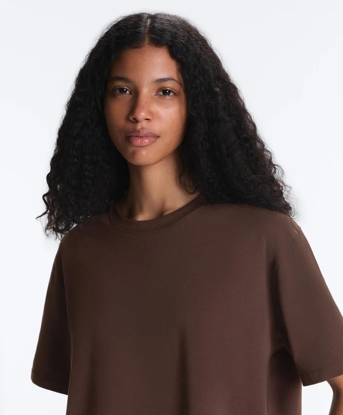 Boxy T-Shirt aus Baumwollmischung mit kurzen Ärmeln Boxy T-Shirt aus Baumwollmischung mit kurzen Ärmeln
