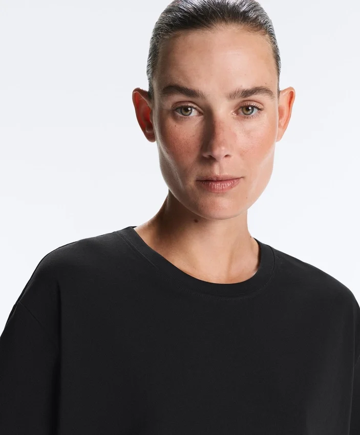 Boxy T-Shirt aus Baumwollmischung mit kurzen Ärmeln Boxy T-Shirt aus Baumwollmischung mit kurzen Ärmeln