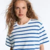 Boxy T-Shirt aus Baumwollmischung mit kurzen Ärmeln Boxy T-Shirt aus Baumwollmischung mit kurzen Ärmeln