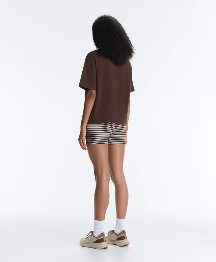 Boxy T-Shirt aus Baumwollmischung mit kurzen Ärmeln Boxy T-Shirt aus Baumwollmischung mit kurzen Ärmeln