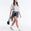 Boxy T-Shirt aus Baumwollmischung mit kurzen Ärmeln Boxy T-Shirt aus Baumwollmischung mit kurzen Ärmeln