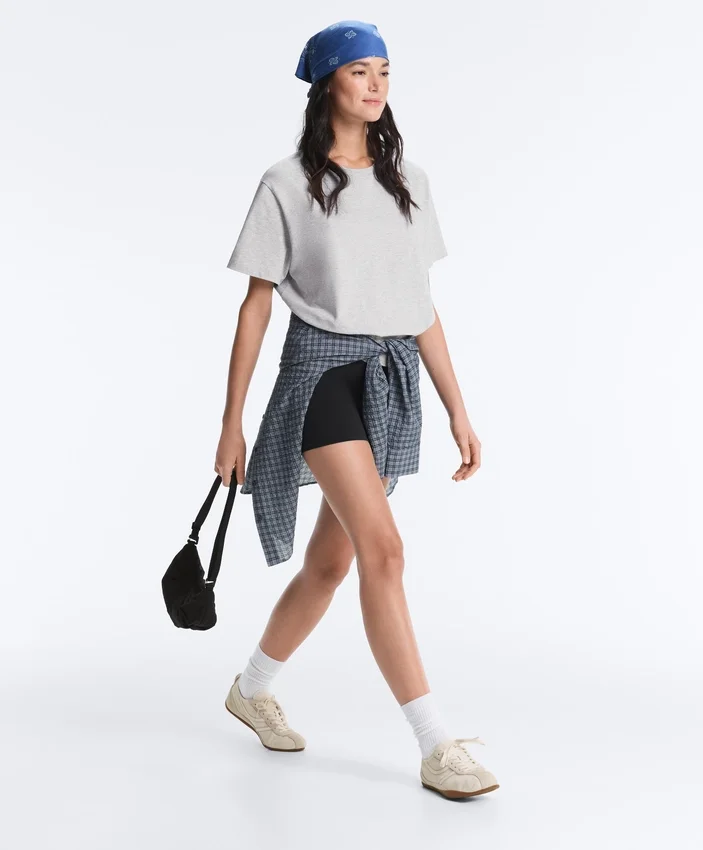 Boxy T-Shirt aus Baumwollmischung mit kurzen Ärmeln Boxy T-Shirt aus Baumwollmischung mit kurzen Ärmeln