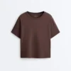 Boxy T-Shirt aus Baumwollmischung mit kurzen Ärmeln Boxy T-Shirt aus Baumwollmischung mit kurzen Ärmeln