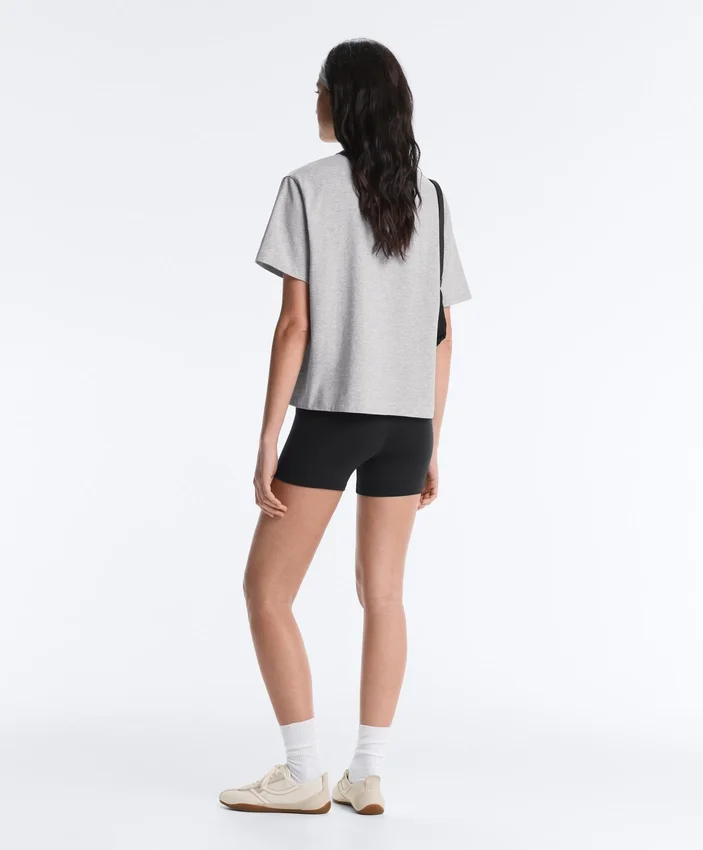 Boxy T-Shirt aus Baumwollmischung mit kurzen Ärmeln Boxy T-Shirt aus Baumwollmischung mit kurzen Ärmeln