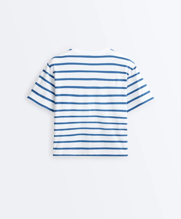 Boxy T-Shirt aus Baumwollmischung mit kurzen Ärmeln Boxy T-Shirt aus Baumwollmischung mit kurzen Ärmeln