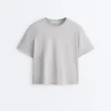 Boxy T-Shirt aus Baumwollmischung mit kurzen Ärmeln Boxy T-Shirt aus Baumwollmischung mit kurzen Ärmeln