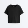 Boxy T-Shirt aus Baumwollmischung mit kurzen Ärmeln Boxy T-Shirt aus Baumwollmischung mit kurzen Ärmeln