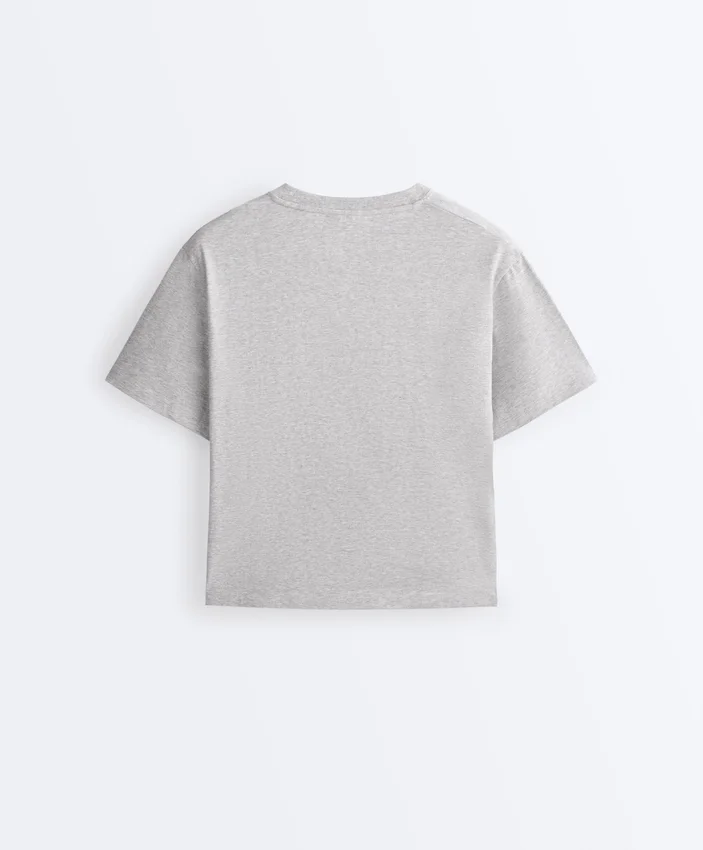 Boxy T-Shirt aus Baumwollmischung mit kurzen Ärmeln Boxy T-Shirt aus Baumwollmischung mit kurzen Ärmeln