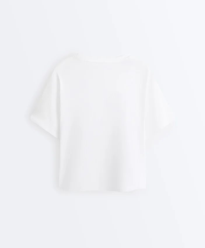 Boxy T-Shirt aus Baumwollmischung mit kurzen Ärmeln Boxy T-Shirt aus Baumwollmischung mit kurzen Ärmeln