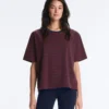Boxy T-Shirt aus Baumwollmischung mit kurzen Ärmeln und Streifenmuster Boxy T-Shirt aus Baumwollmischung mit kurzen Ärmeln und Streifenmuster