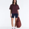 Boxy T-Shirt aus Baumwollmischung mit kurzen Ärmeln und Streifenmuster Boxy T-Shirt aus Baumwollmischung mit kurzen Ärmeln und Streifenmuster